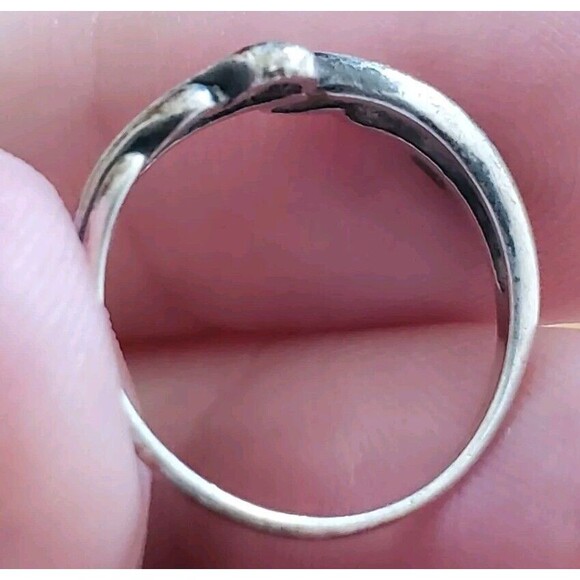 Vintage Sterling Silver Child Ring Modernist Style Thin Waves Band Stamped C - Picture 8 of 8